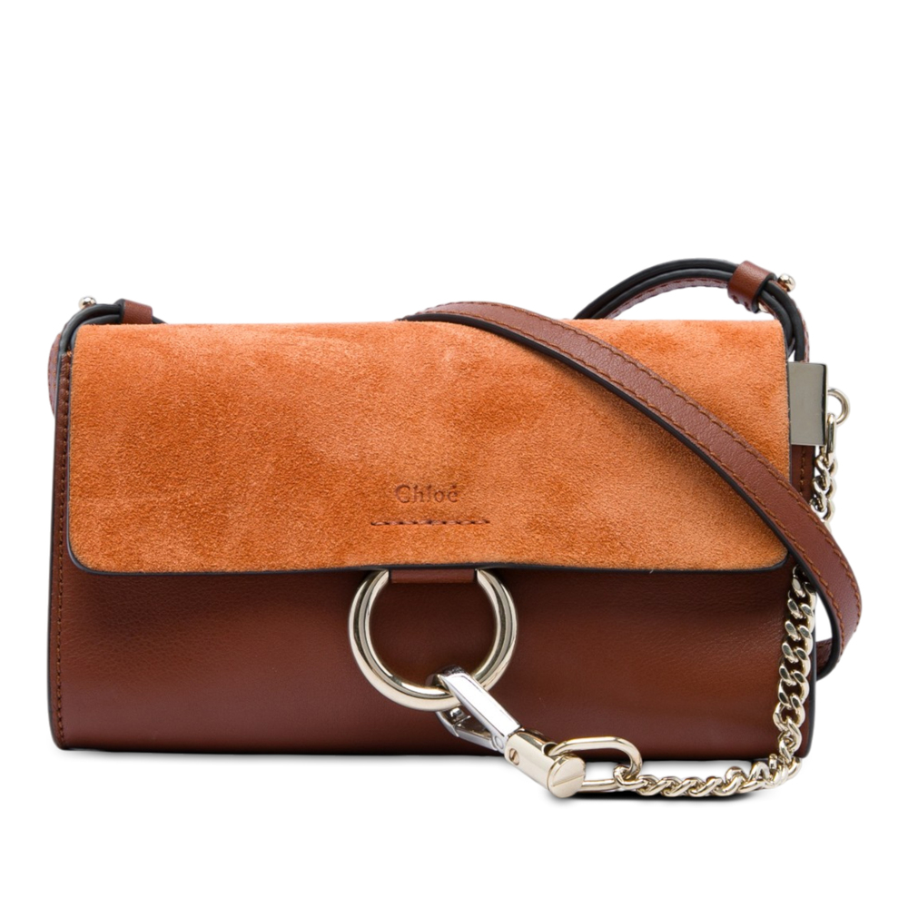 Pre-Loved Chloé Mini Calfskin and Suede Faye Chain Crossbody